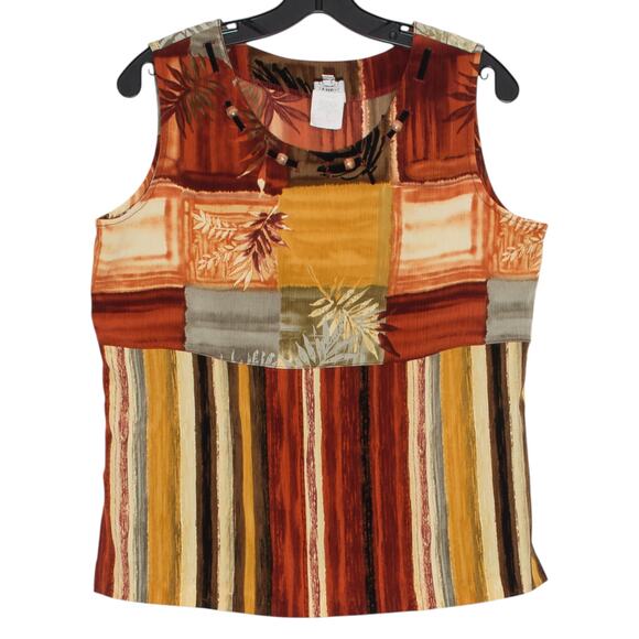 Vintage Ali Miles Tank Top Boho Patchwork Earthy Folk Hippie Autumn Rustic PM - Picture 1 of 5